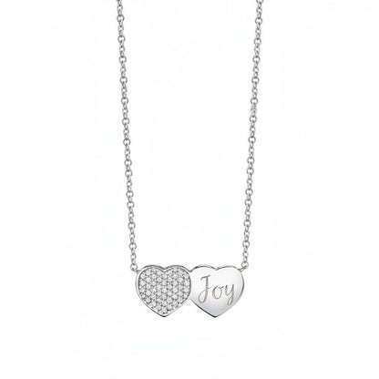 Kids Twin Heart Necklace - Lotus Diamond