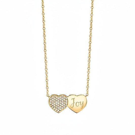 Kids Twin Heart Necklace - Lotus Diamond