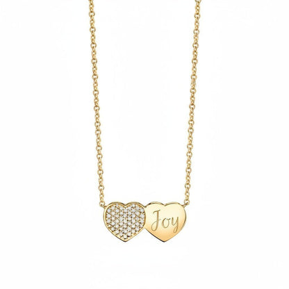 Kids Twin Heart Necklace - Lotus Diamond