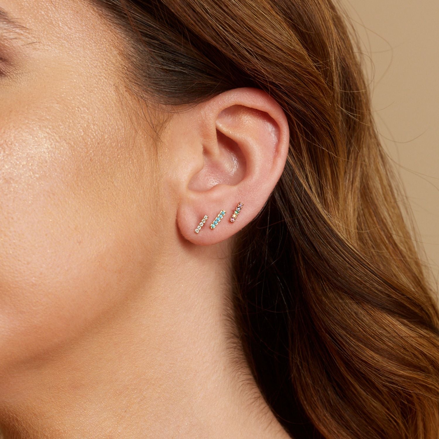 Kids U Pave Petit Rainbow Bar Earrings - Lotus Diamond