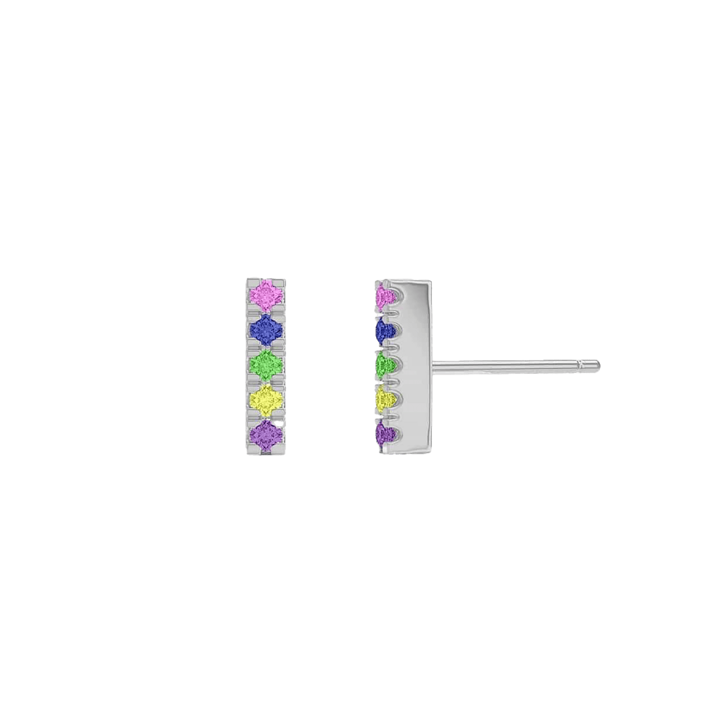 Kids U Pave Petit Rainbow Bar Earrings - Lotus Diamond