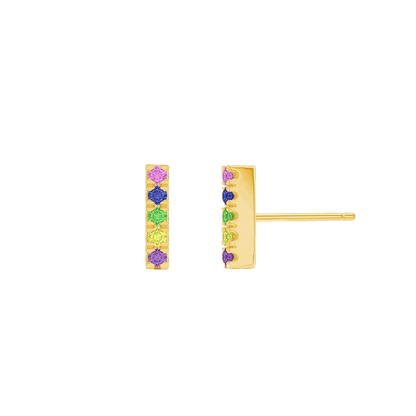 Kids U Pave Petit Rainbow Bar Earrings - Lotus Diamond