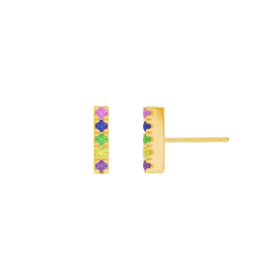 Kids U Pave Petit Rainbow Bar Earrings - Lotus Diamond