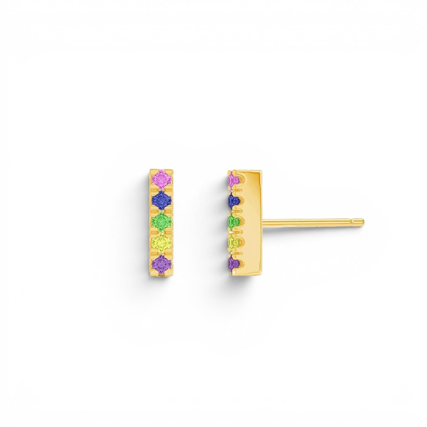 Kids U Pave Petit Rainbow Bar Earrings - Lotus Diamond