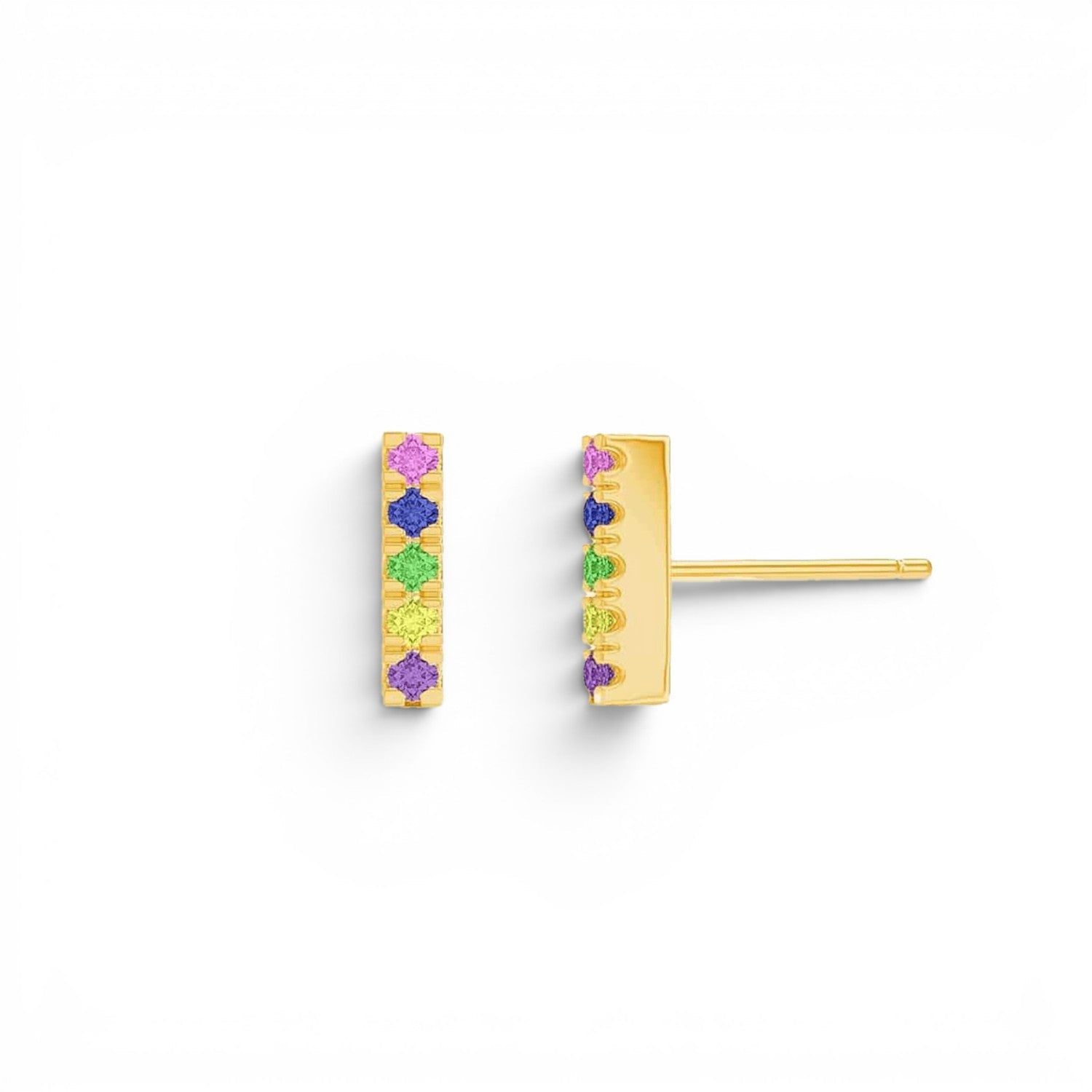 Kids U Pave Petit Rainbow Bar Earrings - Lotus Diamond