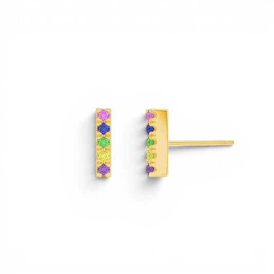 Kids U Pave Petit Rainbow Bar Earrings - Lotus Diamond