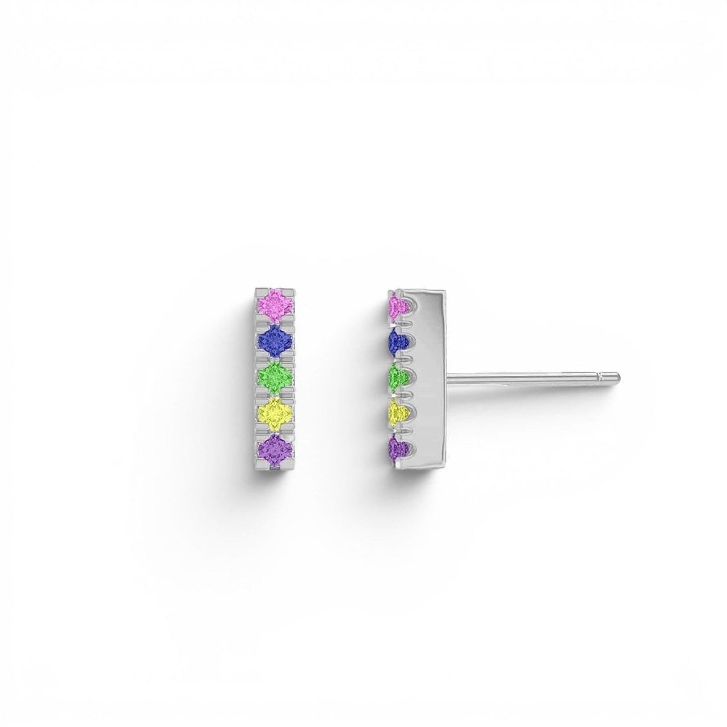 Kids U Pave Petit Rainbow Bar Earrings - Lotus Diamond