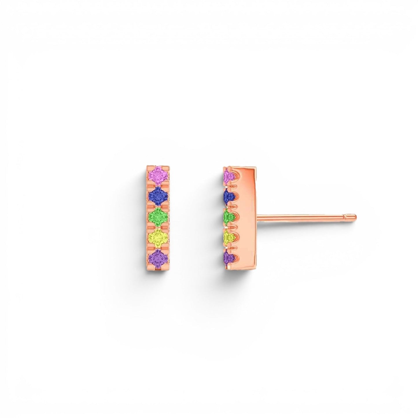 Kids U Pave Petit Rainbow Bar Earrings - Lotus Diamond