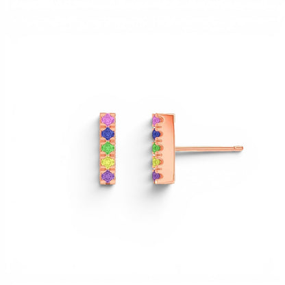 Kids U Pave Petit Rainbow Bar Earrings - Lotus Diamond