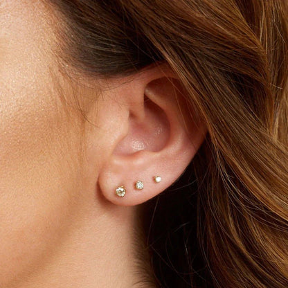 Kids U Pave Solitaire Studs - Lotus Diamond