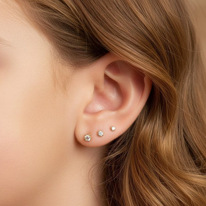 Kids U Pave Solitaire Studs - Lotus Diamond