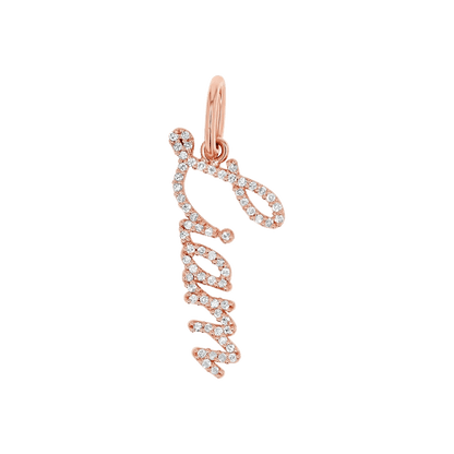 Kids Vertical Diamond Name Script Charm - Lotus Diamond