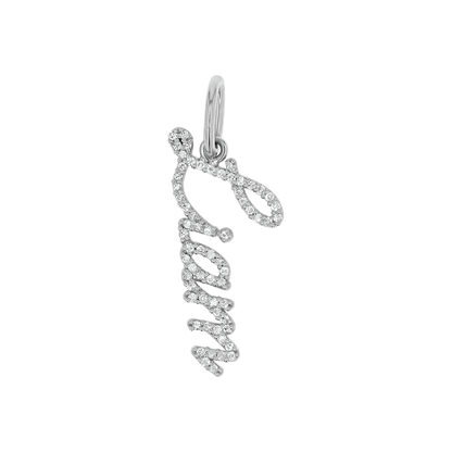 Kids Vertical Diamond Name Script Charm - Lotus Diamond
