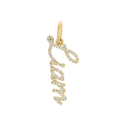 Kids Vertical Diamond Name Script Charm - Lotus Diamond
