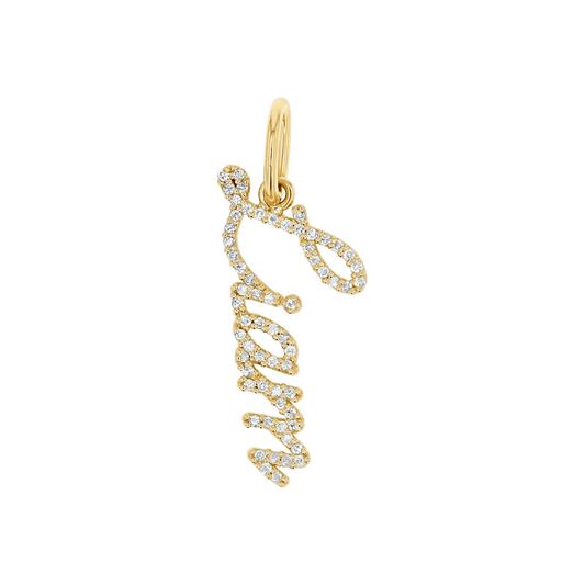 Kids Vertical Diamond Name Script Charm - Lotus Diamond