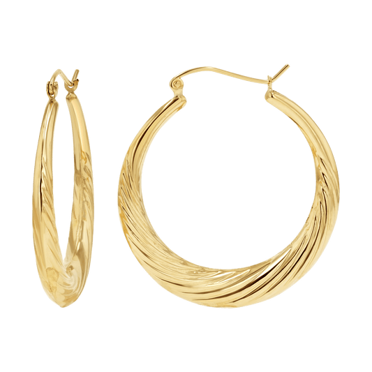 Large Croissant Twist Hoop Earrings - Lotus Diamond