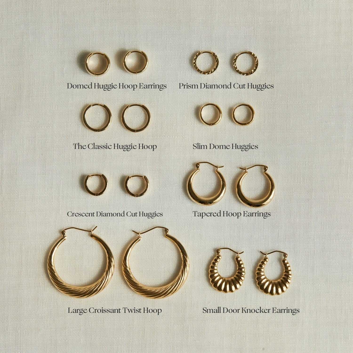 Large Croissant Twist Hoop Earrings - Lotus Diamond