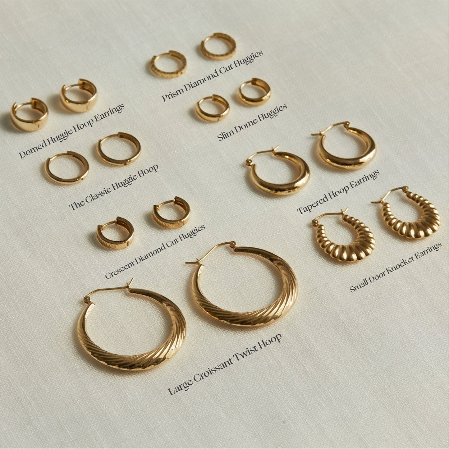 Large Croissant Twist Hoop Earrings - Lotus Diamond