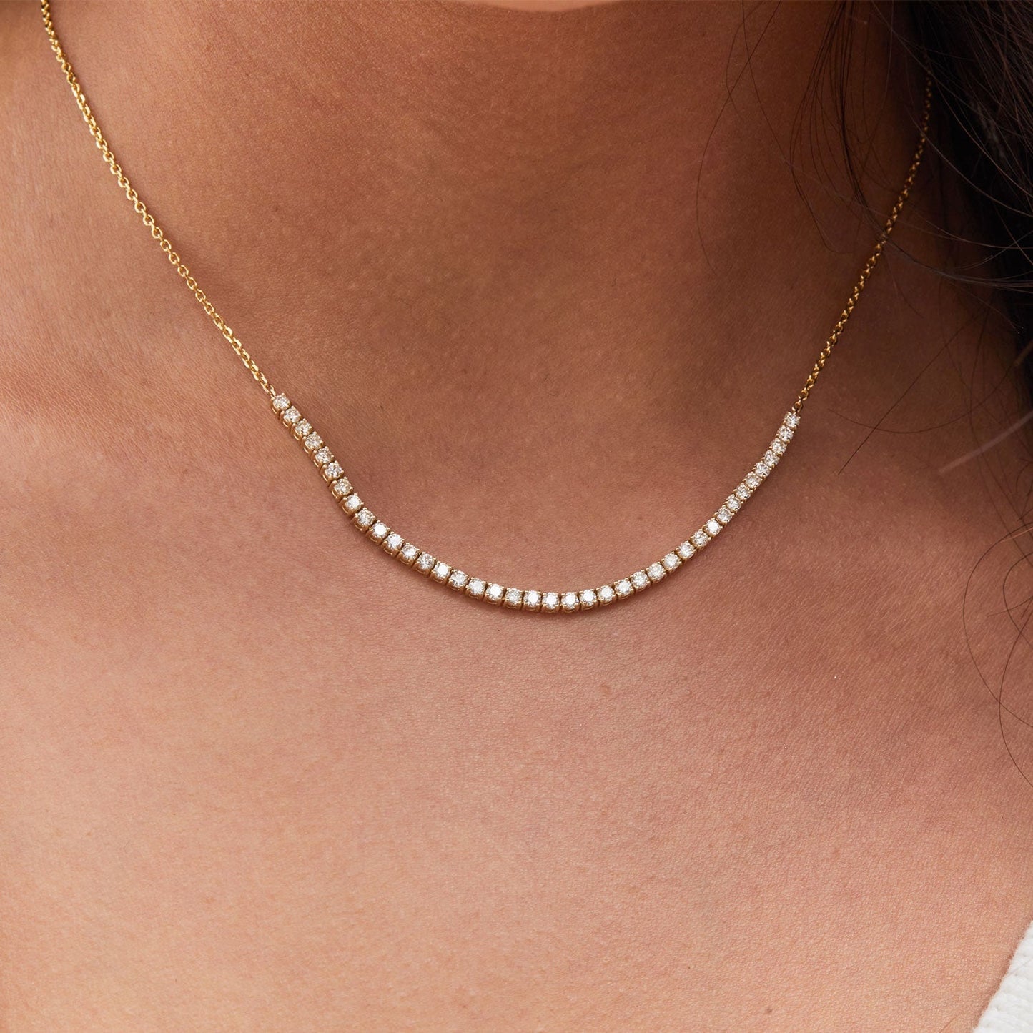 Large Diamond Tennis Chain Necklace - Lotus Diamond