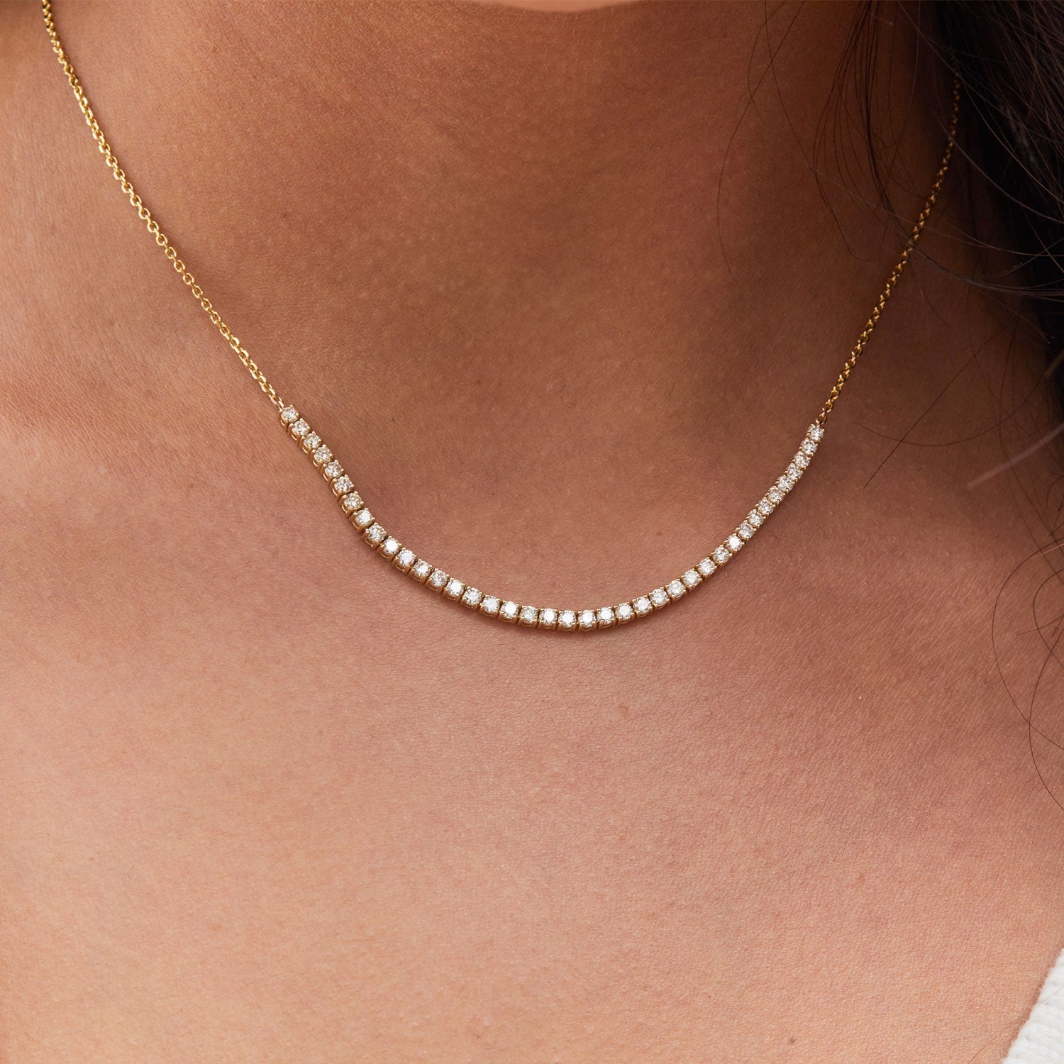 Large Diamond Tennis Chain Necklace - Lotus Diamond