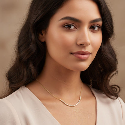 Large Diamond Tennis Chain Necklace - Lotus Diamond
