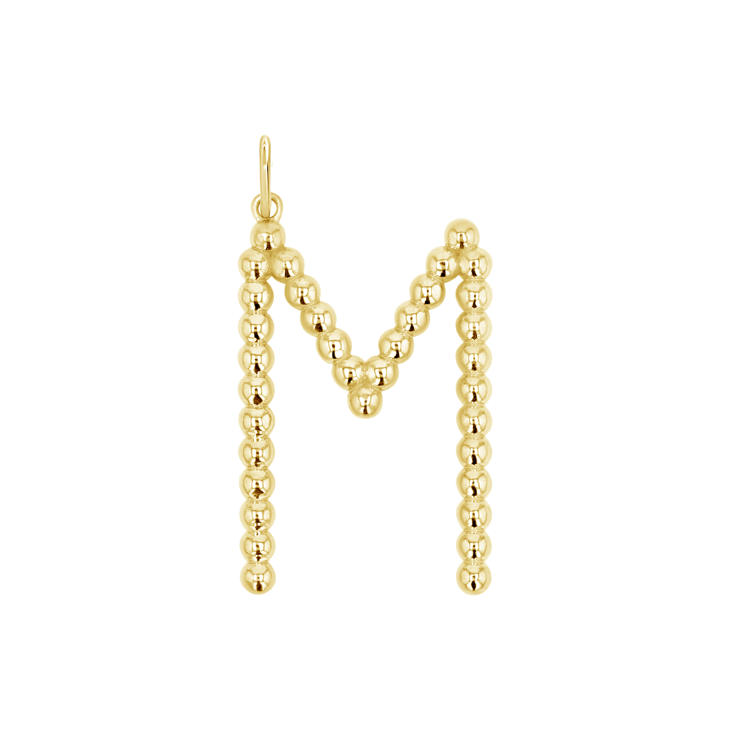 Large Gold Bead Letter Charm - Lotus Diamond