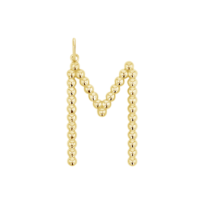 Large Gold Bead Letter Charm - Lotus Diamond