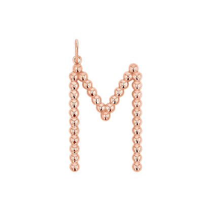 Large Gold Bead Letter Charm - Lotus Diamond