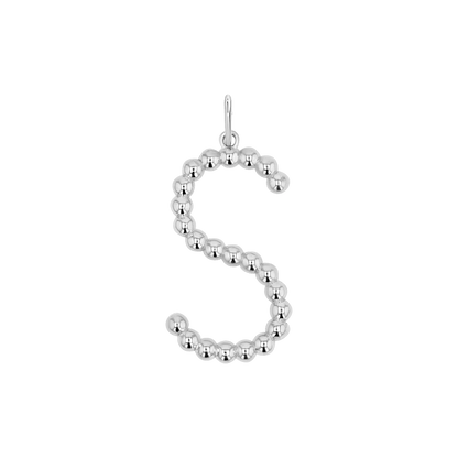 Large Gold Bead Letter Charm - Lotus Diamond