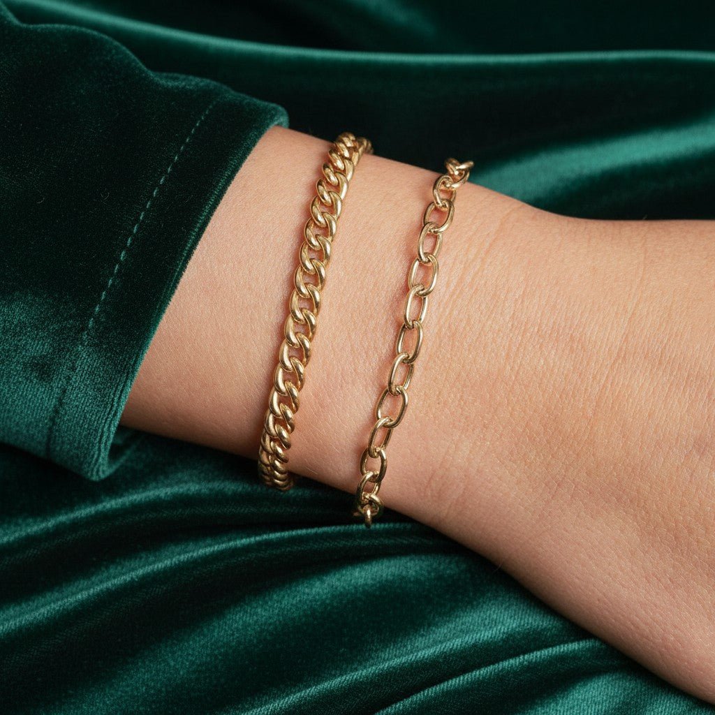 Large Rolo Chain Bracelet - Lotus Diamond