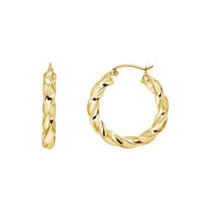 Large Twist Hoop Earrings - Lotus Diamond