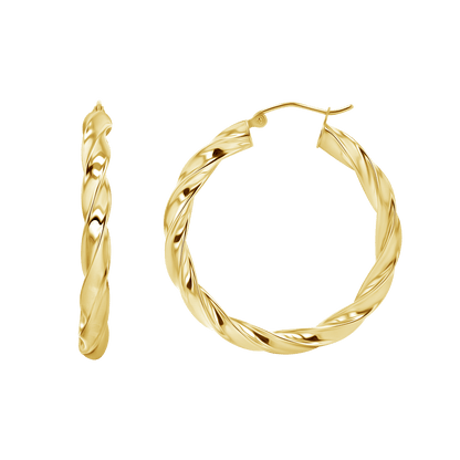 Large Twist Hoop Earrings - Lotus Diamond
