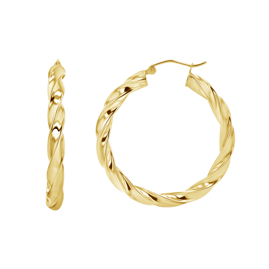 Large Twist Hoop Earrings - Lotus Diamond