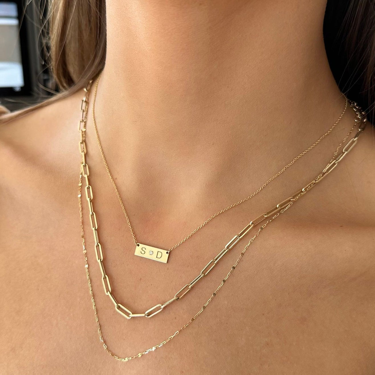 Letter Nameplate Necklace - Lotus Diamond