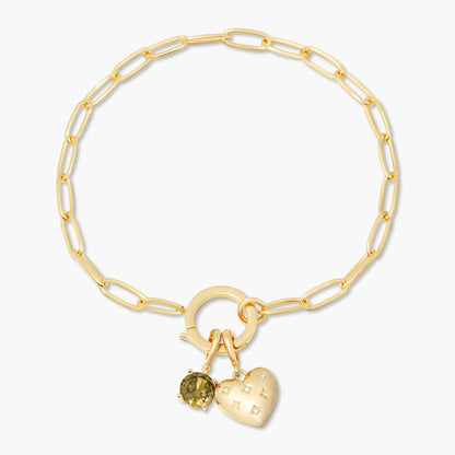 Lillian Birthstone Heart Charm Bracelet - Lotus Diamond