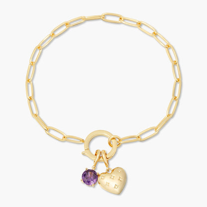 Lillian Birthstone Heart Charm Bracelet - Lotus Diamond