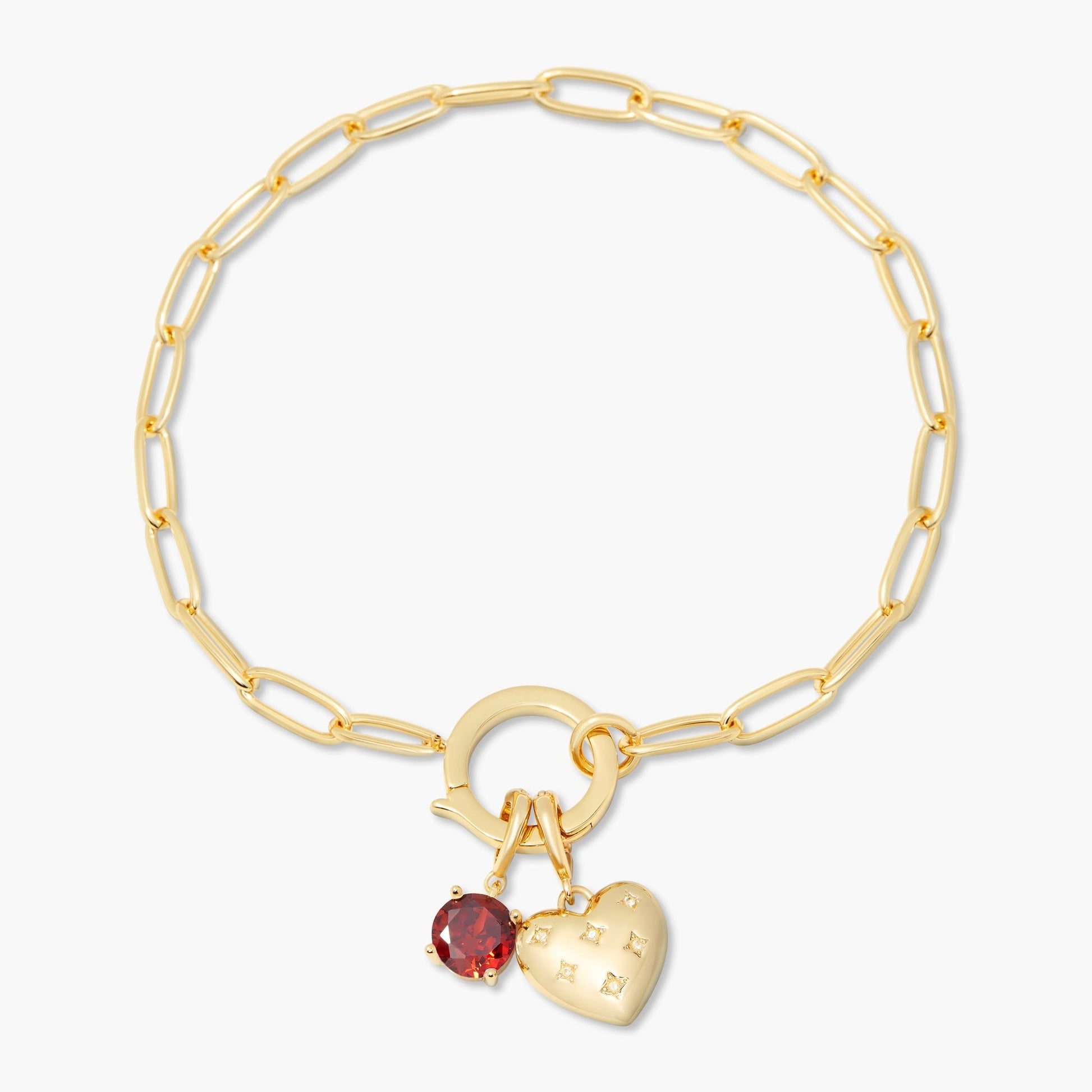 Lillian Birthstone Heart Charm Bracelet - Lotus Diamond