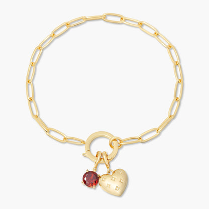 Lillian Birthstone Heart Charm Bracelet - Lotus Diamond
