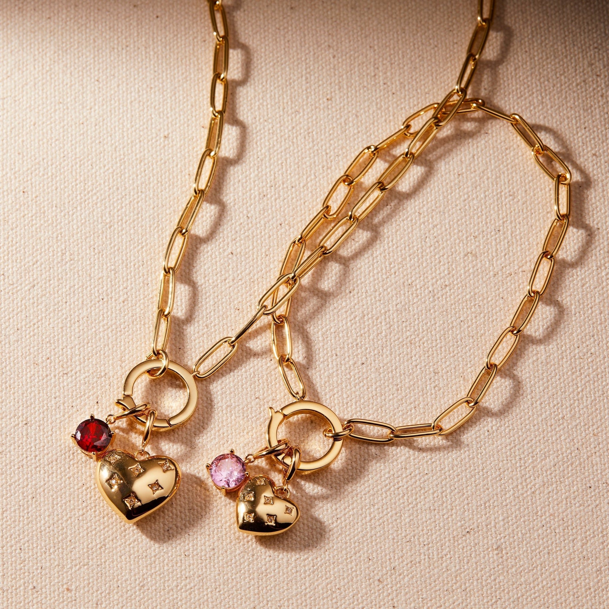 Lillian Birthstone Heart Charm Bracelet - Lotus Diamond