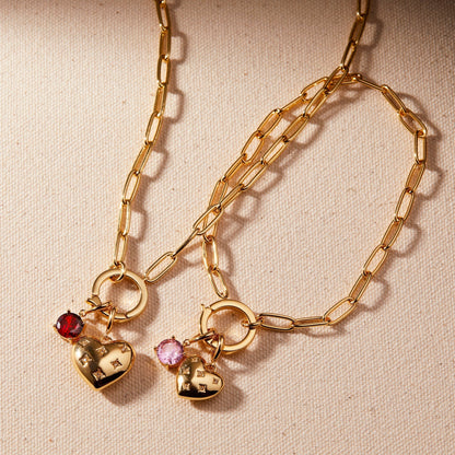 Lillian Birthstone Heart Charm Bracelet - Lotus Diamond