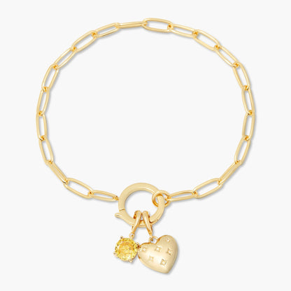 Lillian Birthstone Heart Charm Bracelet - Lotus Diamond