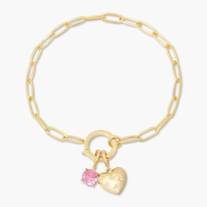 Lillian Birthstone Heart Charm Bracelet - Lotus Diamond