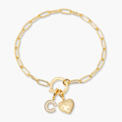 Lillian Initial Heart Charm Bracelet - Lotus Diamond