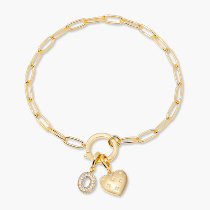 Lillian Initial Heart Charm Bracelet - Lotus Diamond