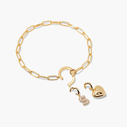Lillian Initial Heart Charm Bracelet - Lotus Diamond