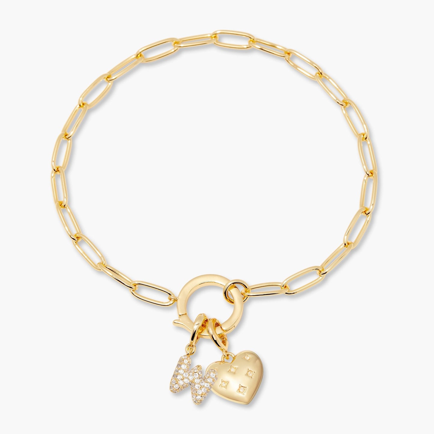 Lillian Initial Heart Charm Bracelet - Lotus Diamond