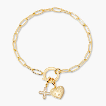 Lillian Initial Heart Charm Bracelet - Lotus Diamond