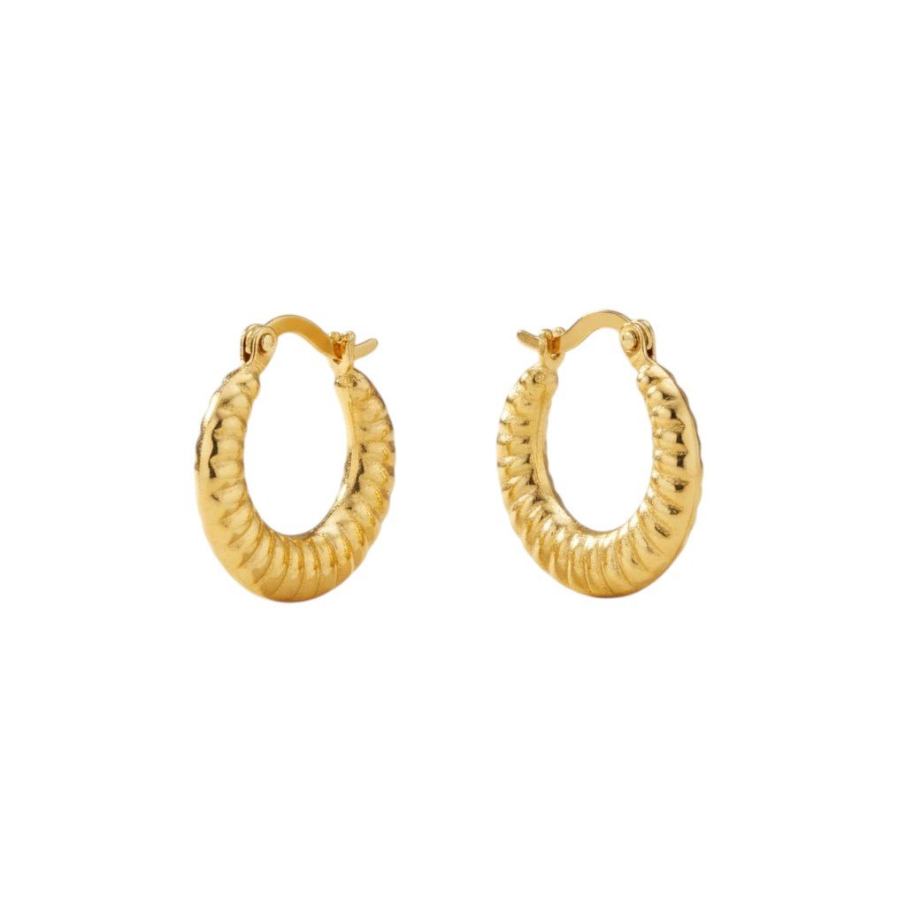 Linea Tapered Hoop Earrings - Lotus Diamond