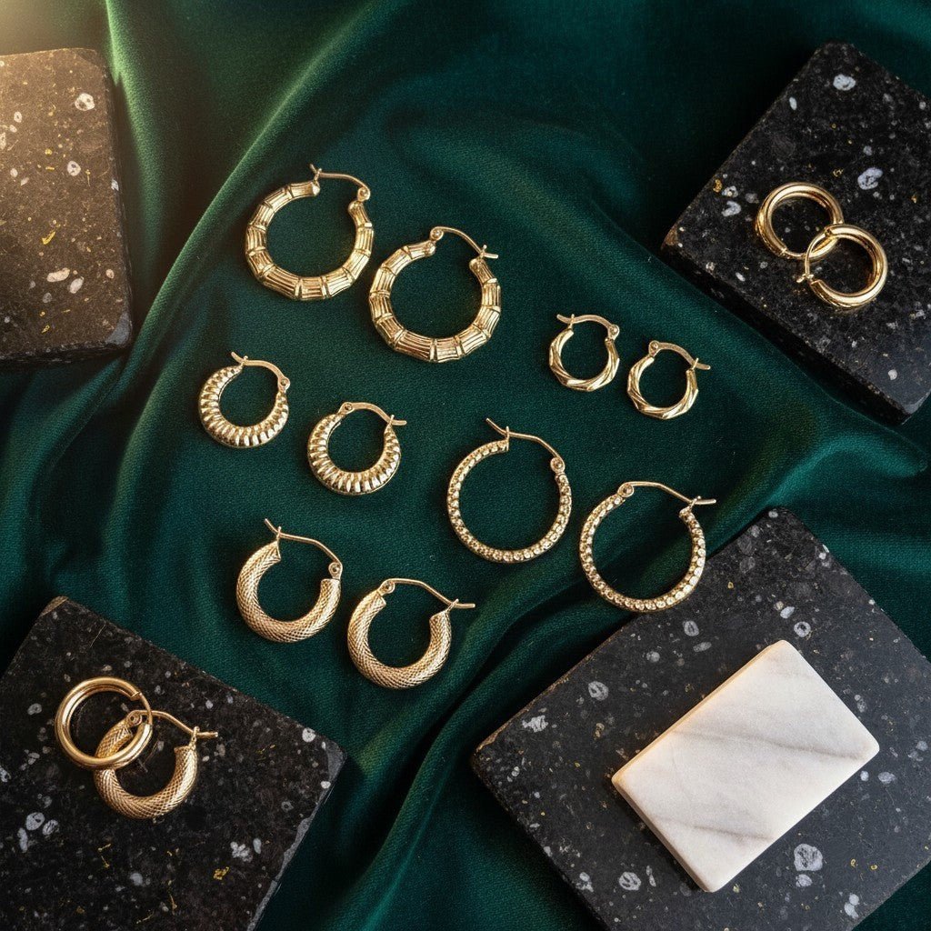 Linea Tapered Hoop Earrings - Lotus Diamond