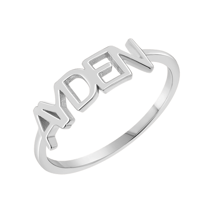 Linear Name Ring - Lotus Diamond